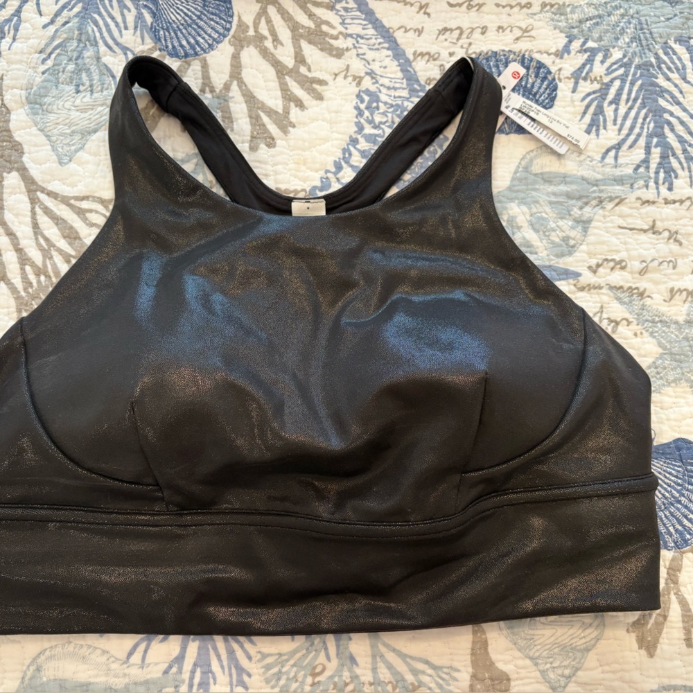 Black Women's Lululemon Wunder Train Long Line Bra in Foil